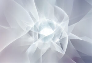 Abstract light and energy pattern in soft white and gray tones, symbolizing clarity, purity, and the flow of universal energy.