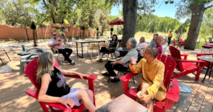 Master Mingtong Gu together with other participants enjoying music being played at a Magical Sunday event at The Chi Center