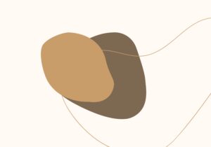 Minimalist abstract design with earthy brown and beige organic shapes and curved lines
