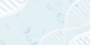 Abstract background image representing the integration of Wisdom Healing Qigong and modern medicine. The soft, pale blue color features a translucent DNA double helix on the right side, symbolizing genetic health and scientific foundations. Floating bubbles add depth and a sense of vitality, reflecting the harmony between ancient healing wisdom and contemporary medical knowledge for holistic well-being.